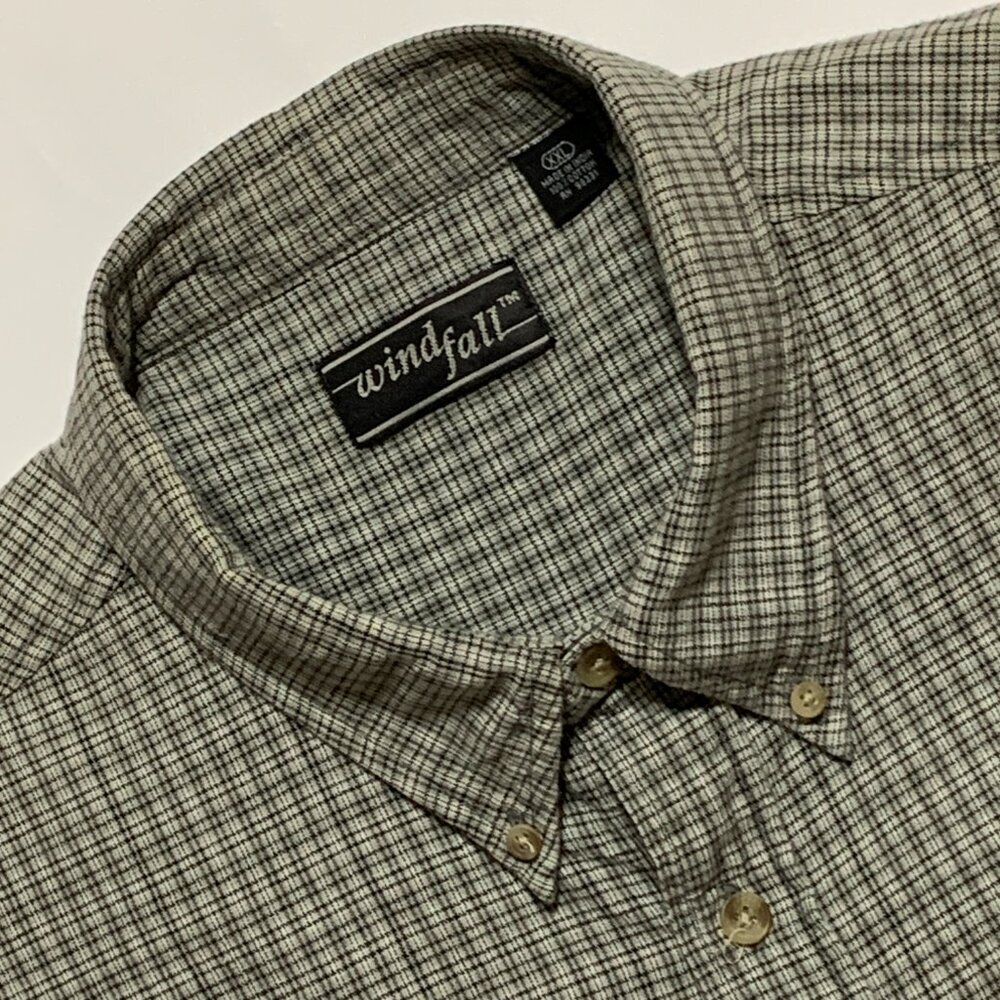 Windfall‎ Mens XXL Gray Plaid Shirt Long Sleeve Button Down Collar Excellent